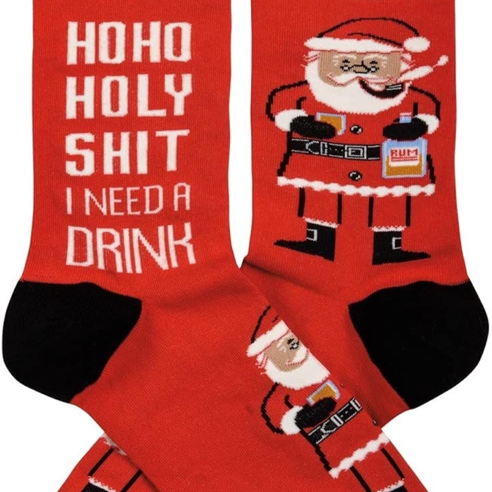 Primitives by Kathy Red and Black Casual Socks Festive Design